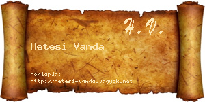 Hetesi Vanda névjegykártya